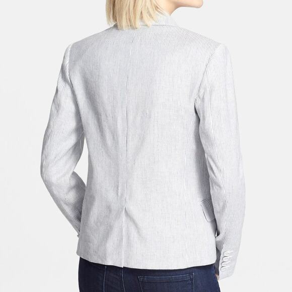 THEORY Stripe Linen Blend Blazer - Picture 2 of 9